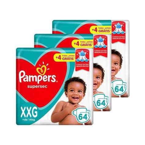 Kit De Fraldas Pampers Xxg Supersec Jumbo 192 Unidades Fralda