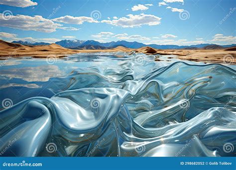 A Body Of Water Surrounded By Mountains And Clouds Stock Illustration