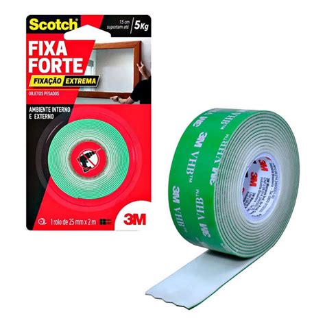 Fita Forte Dupla Face - Fita Dupla Face 3m 24mm 2mt Fixa Forte Extreme Ambientes Interno ...