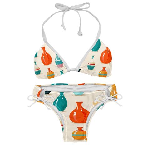 Bowling Detachable Sponge Adjustable Strap Bikini Set Two Pack