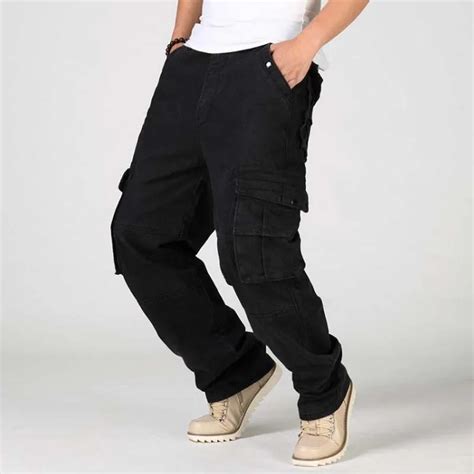 Mens Black Loose Jeans Hiphop Plus Size 44 46 Mens Long Trousers