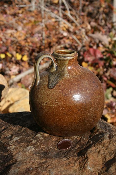 Salt Glazed Round Pottery Jug Seagrove Nc Traditional Pottery Etsy