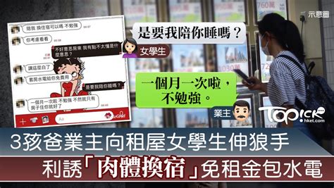 【淫賤業主】3孩爸業主向租屋女學生伸狼手 利誘「肉體換宿」免租金包水電：一個月一次