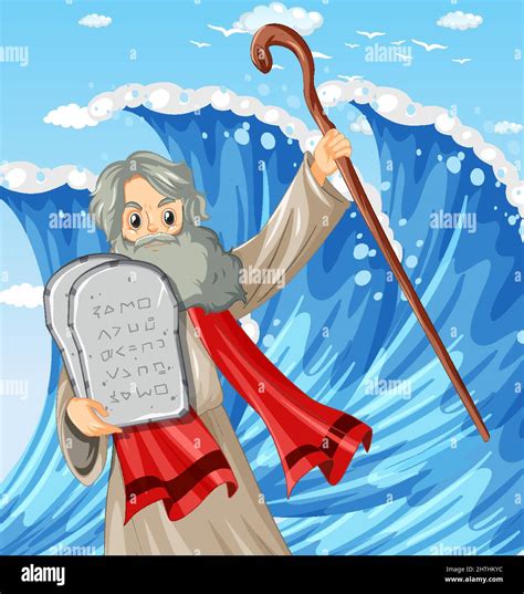 Moses Holding The Ten Commandments Cartoon Clipart Vector Friendlystock