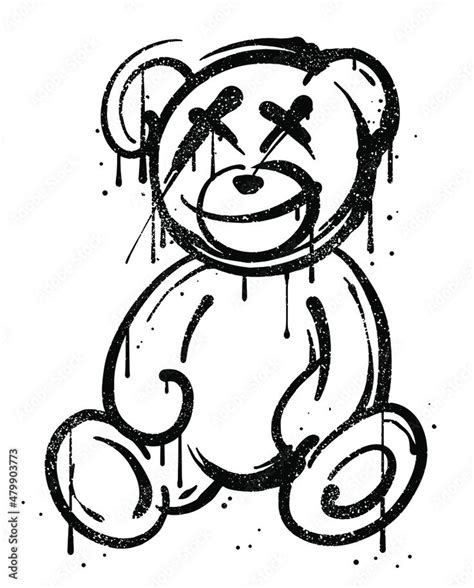 Graffiti Teddy Bear Illustration In Street Art Style Stock Vector