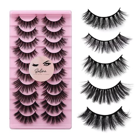 Selina Lashes Faux Mink Fluffy Wispy False Eyelashes 25mm 3d Dramatic Faux Mink