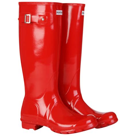 Hunter Women S Original Gloss Wellies Pillar Box Red FREE UK