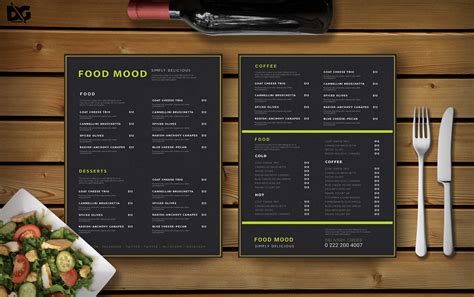 Veg Continental Food Menu Card Template Effects