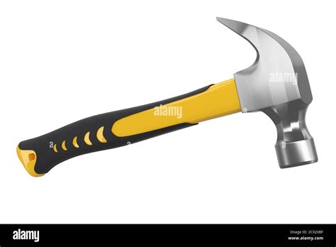 Black And Yellow Hammer With A Rubberized Handle Isolated On White