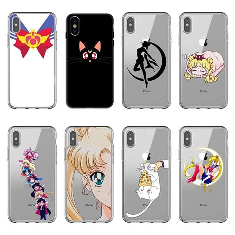 Kawaii Sailor Moon Transparente Macio Silicone Tpu Caso Capa Para