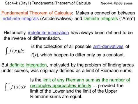 Fundamental Theorem Of Calculus Makes A Connection Between Indefinite