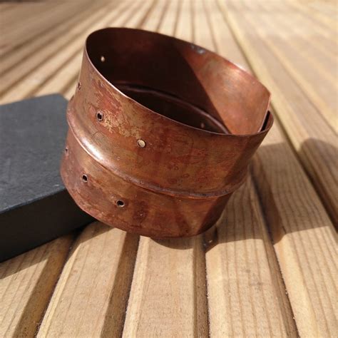 Fold Formed Copper Bracelet With Overlapping Design