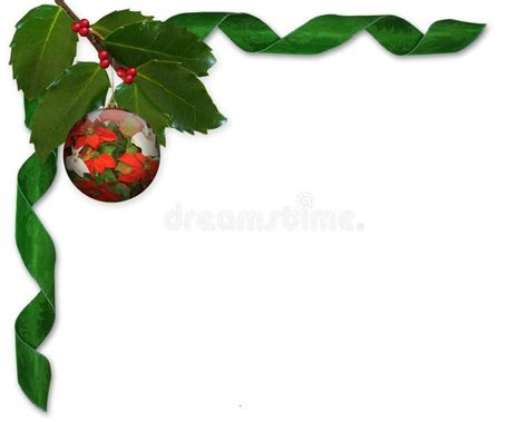 De Hulst Van Kerstmis En Lintengrens Stock Illustratie Illustration