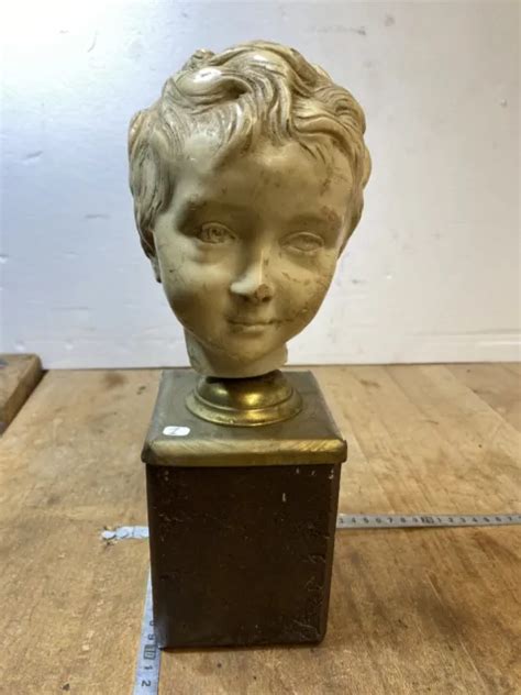 N 1 ANCIENNE STATUE TETE EN MARBRE DE JEUNE GARCON Buste EUR 50 00