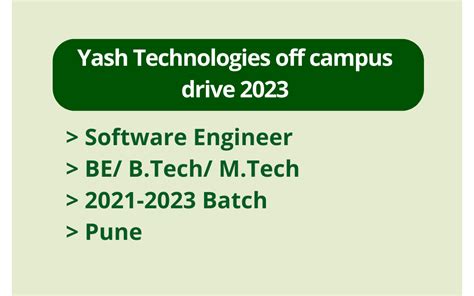 Yash Technologies Off Campus Drive 2023 Software Engineer Be Btech Mtech 2021 2023