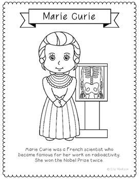 Marie Curie Coloring Page Marie Curie Women In History Coloring Pages