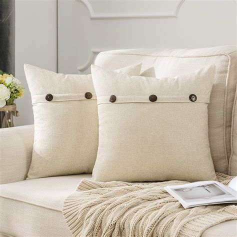 Miulee Set Of 2 Decorative Linen Throw Pillow Covers Cushion Case