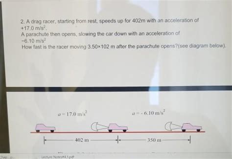 Solved 2 A Drag Racer Starting From Rest Speeds Up For Chegg