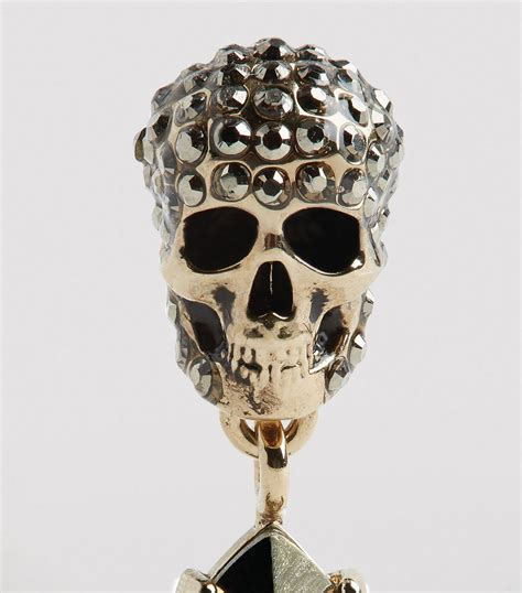 Alexander Mcqueen Crystal Embellished Skull Earrings Harrods Uk