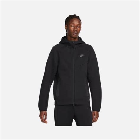 Siyah Nike Sportswear Tech Fleece Windrunner Full Zip Hoodie Erkek