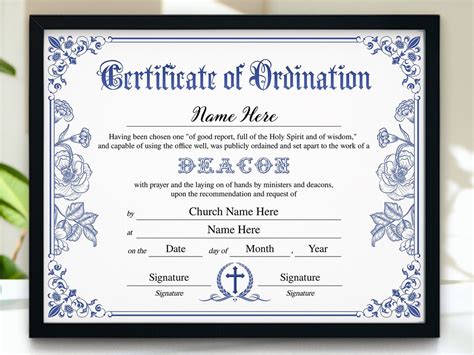 Deacon Ordination Certificate Template 11x85 Printable Certificate Of