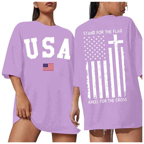 Women 4th Of July T Shirt Oversized Patriotic Shirts Casual America