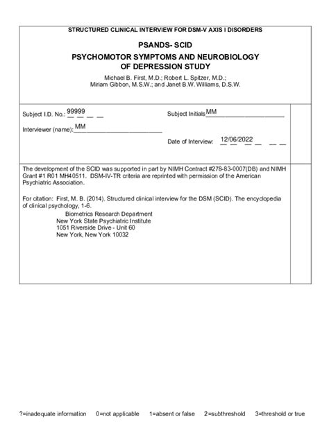 Fillable Online Structured Clinical Interview For DSM IV TR Axis I