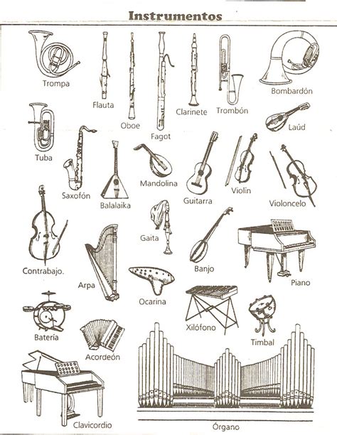 Instrumentos Musicales Para Colorear Y Pintar