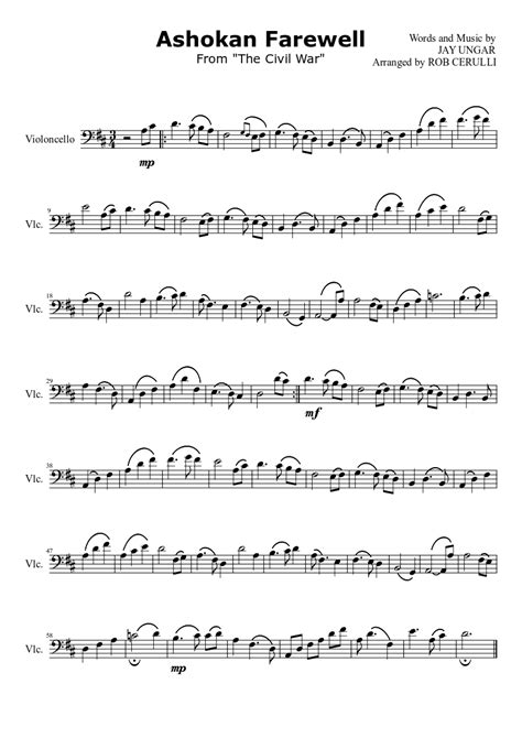 Ashokan Farewell Ashokan Farewell Cello Sheet Music Ashokan