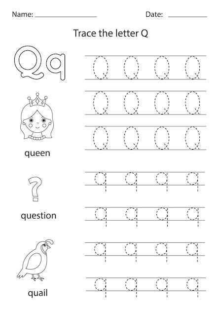 Premium Vector Trace Uppercase And Lowercase Letter Q Black And