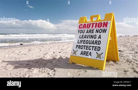 Beach Caution Sign You Are Now Leaving A Lifeguard Protected Area