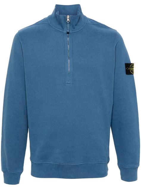 Stone Island Sweatshirt Mit Kompass Patch Blau Farfetch De