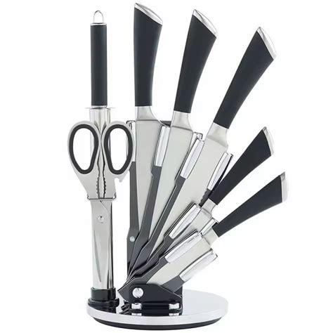 Set De Cuchillos Acero Inoxidable Mango Negro Elite Kitchenware