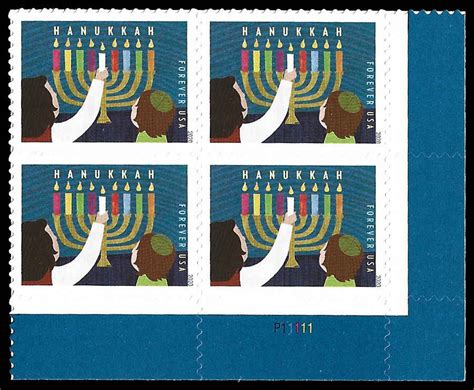 PCBstamps US 5530 PB 2 20 4x 55c Hanukkah MNH LR United States