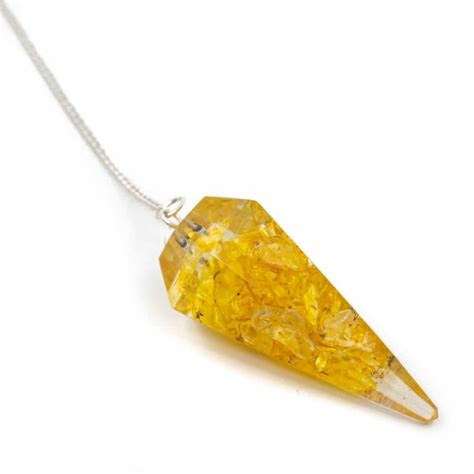 Pendule Pierre Précieuse Orgonite Citrine Jaune Zenvol Vente en Gros