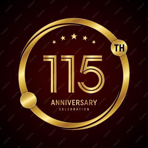 Premium Vector 115th Anniversary Logo Design With Golden Ring And