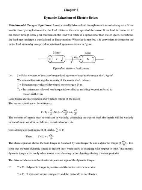 Dynamic Behaviour Of Electric Drives Fundamental Torque Equations Pdf Electric Motor Torque