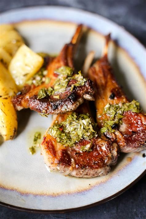 Easy Pan Seared Lamb Chops With Mint Chimichurri The Defined Dish