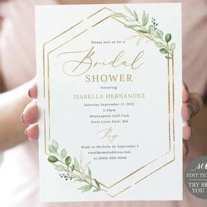 Bridal Shower Welcome Sign Template Greenery Hexagonal Etsy Pink