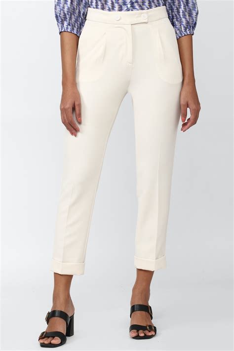 Aggregate 80 White Slim Fit Trousers Womens Vn