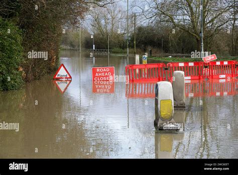 Barton Road In Tewkesbury Gloucestershire Closed Due To Flooding