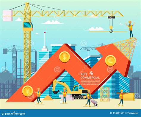 Arrow Stock Trade Graph of Housing Cost. Construction New Building in City. Vector Illsustration ...