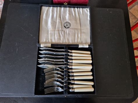 Vintage Boxed Set Of Epns Faux Bone Handled Fish Cutlery Etsy