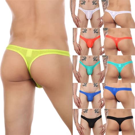 MENS SEXY MESH Net See Through Underwear Thong Bikini Briefs G String 5 25 PicClick CA