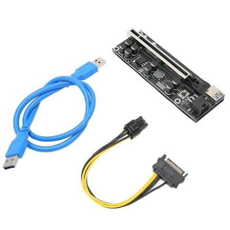 Qiilu Riser PCIE PCIE Riser Stable 8 FP condensateurs plaqué or USB3 0