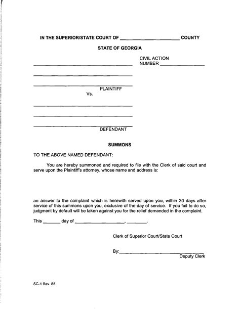 Georgia Civil Summons Form ≡ Fill Out Printable Pdf Forms Online