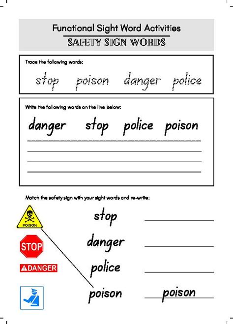 Life Skills Community Safety Signs Printable Worksheets Special