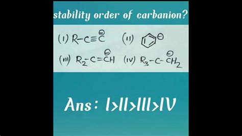 Stability Order Of Carbanionorganicchemistry Trickcarbocationneet