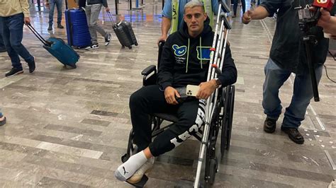 Germán Berterame llegó en silla de ruedas a Monterrey tras fractura en