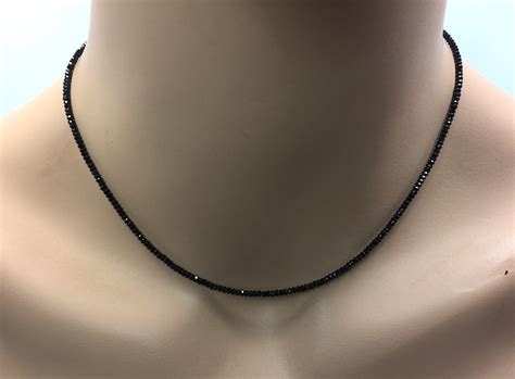 Black Spinel Necklace In Sterling Silver Etsy